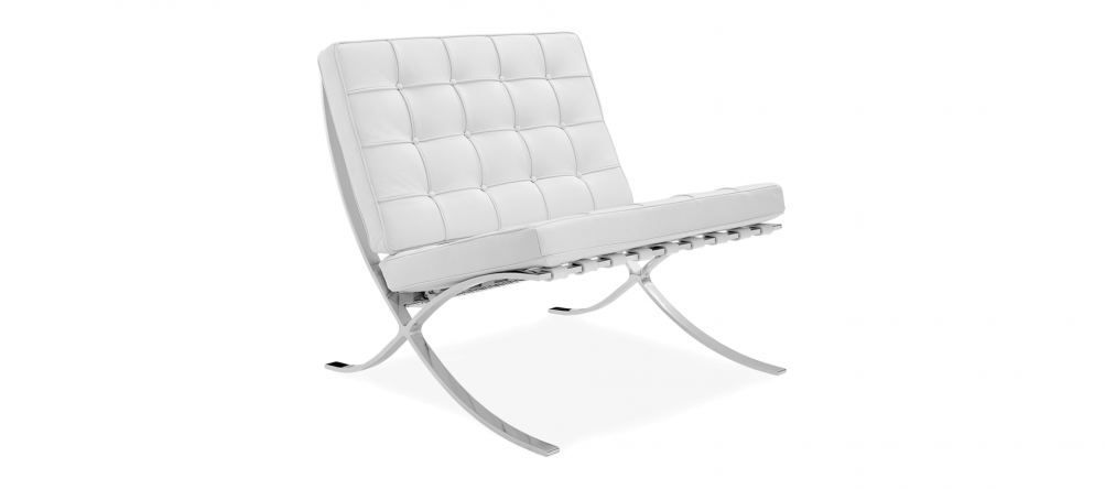 Barcelona Chair White Standard Leather, White Leather Barcelona Stool